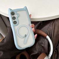 Coque de téléphone antichoc en TPU+PC avec oreilles de chat mignonnes et queue magnétique pour Samsung Galaxy S25 Ultra S26 Ultra S23 Ultra
