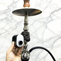 Chicha lumineuse à motif en relief - Lumière violette réglable et corps en métal pour un loisir élégant