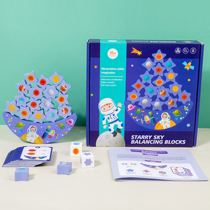 2025 New Product Purple Starry Sky Wood Stacking Blocks Early Education Balance Moon Seesaw Baby Building Toys - Product Image 3