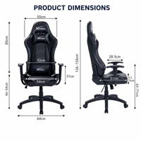 Chaise de jeu pivotante sur mesure OEM avec fonction de refroidissement en cuir noir et cadre en métal pour les coureurs et les joueurs