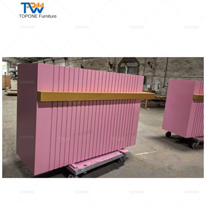 OEM/ODM Service Modern <strong>Pink</strong> and Gold Wood <strong>Beauty</strong> <strong>Salon</strong> Reception Desk for Commercial Use - Product Image 2