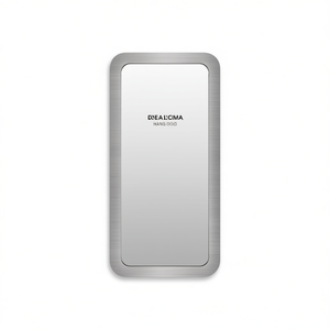 Miroir de salle de bain rectangulaire Dea L'Cima 30x20 pouces, cadre en métal argenté brossé, coins arrondis, design suspendu - Product Image 1