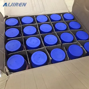 Laboratorio de fondo redondo GL45 tapa de rosca azul botella de reactivo de almacenamiento de medios de vidrio en precio al por mayor