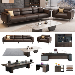Set di Divano Moderno in Pelle <span class=keywords><strong>e</strong></span> Tavolino da Caffè per Hotel <span class=keywords><strong>e</strong></span> Riunioni Aziendali - Divano a Tre Posti di Lusso Leggero - Product Image 3