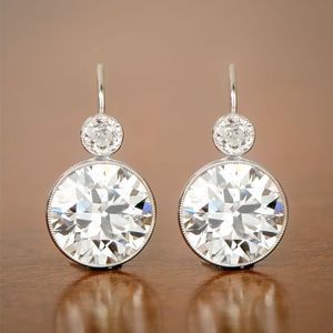 Orecchini in Oro Bianco con Diamanti Taglio Brillante Rotondo Colore D Naturali Classici Gioielli da Sposa per Donna - Product Image 3