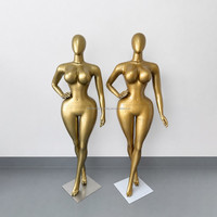 Maniquíes de Fibra de Vidrio de Guangzhou, Maniquíes de Talla Grande para Ropa, Maniquíes Femeninos Curvilíneos de Cuerpo Completo en Dorado Mate