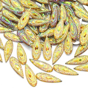 ฟินิกซ์หางเรซินสีสันสดใส<span class=keywords><strong>คิ้ว</strong></span>เพชรอุปกรณ์เสื้อผ้า DIY 7*21มม. ยาวหยดน้ำเรซิ่นพื้นแบนสำหรับทำเครื่องประดับ - Product Image 2