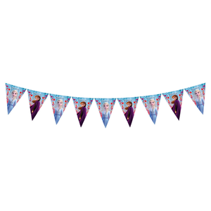 Guirlande triangulaire en plastique 2,3 m pour fête d'anniversaire, décorations suspendues jetables, motif dessin animé, thème Party Love Frozen - Product Image 1