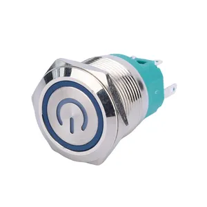 22mm waterproof IP68 self locking metal pushbutton switch locked latching push button switches with Ring and Power symbol