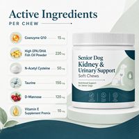 Jinmao Suplemen Vitamin Kunyah Lembut Minyak Ikan EPA/DHA Tinggi Bebas Biji-bijian untuk Dukungan Ginjal Anjing Senior 4g/Per Buah