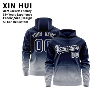 Sweat à capuche zippé personnalisé avec sublimation dégradée, broderie du nom de l'équipe et logo, sweat à capuche intégral, veste universitaire, sweat-shirt à capuche pour homme - Product Image 1