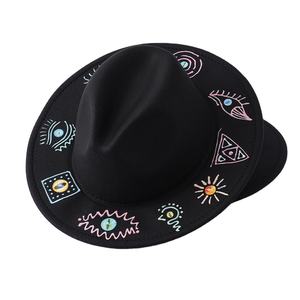 2025 nouvelle main impression fête hommes femmes mode Graffiti feutre Jazz Panama goth <span class=keywords><strong>chapeau</strong></span> Fedora feutre <span class=keywords><strong>borsalino</strong></span> Trilby Gangster chapeaux - Product Image 1