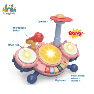 Konigキッズホットセール楽器おもちゃピアノキーボード木琴ドラムJuguetes Plaset with Light、Kids Early Learning Educat