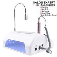 Machine à ongles professionnelle multifonctionnelle 5 en 1 portable avec lampe, alimentation hybride AC/DC, en plastique ABS, pour usage en salon