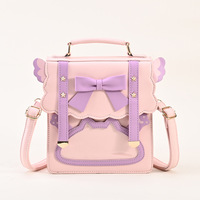 Vente en gros conception personnalisée PU coeur maison Ita sac avec fenêtre transparente broche affichage insérer couleur Itabag pour fille
