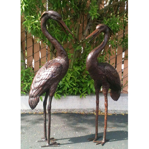 Statue de grue héron en bronze de style moderne oiseaux animaux en métal pour décor de jardin extérieur - Product Image 2
