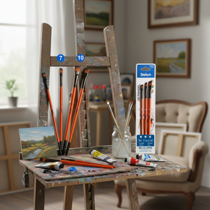 Set di 3 Pennelli per Artisti all'Ingrosso con Setole in Nylon per Acquerello, Acrilico e Pittura a Olio, Manico Piatto in Legno - Product Image 3