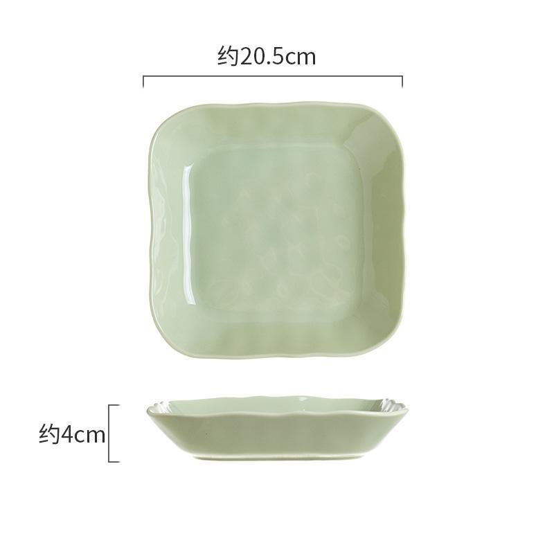 Plato cuadrado de mano de 8 pulgadas - Verde leche