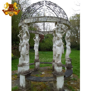 Gazebo rond en marbre élégant de décoration de jardin extérieur de luxe avec toit en fer pavillon bois pierre cadre pergola arc tonnelle vente - Product Image 4