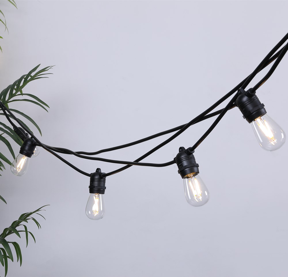Бесплатная доставка, наружная Водонепроницаемая светодиодная гирлянда E27 11 м 10 с фиксацией, соединяемой цепью, с пластиковыми светодиодными лампами 2 Вт