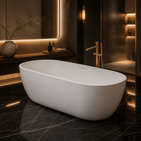 Baignoire autoportante ovale en surface solide mate de qualité commerciale pour salles de bain professionnelles, baignoire en pierre artificielle