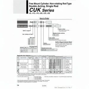 Produit CDUK20-5D de cylindre à montage libre SMC Pneumatics - Product Image 1