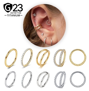JiaXin Anillo de Segmento Clicker de <span class=keywords><strong>Titanio</strong></span> ASTM F136, Doble Aro para la Nariz, Pendientes Articulados para Lóbulo de la Oreja, Tragus, Hélix, Cartílago, <span class=keywords><strong>Daith</strong></span>, Conch - Product Image 1