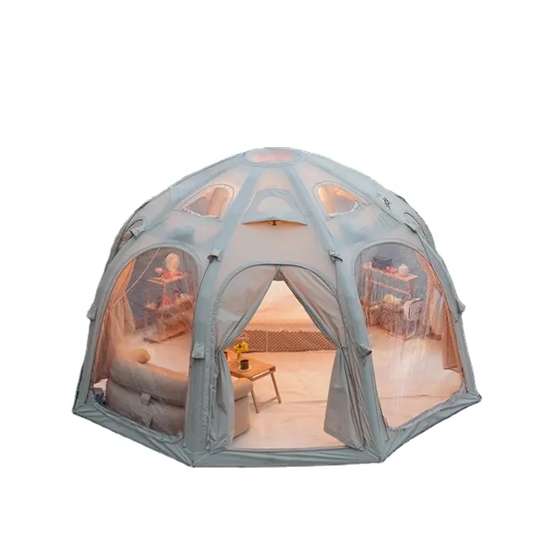 shape glamping camping tent outdoor TC fabric aluminum poles suppliers tents camping shelter picnic tent octagon