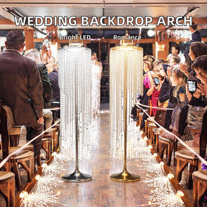 Lámpara de Pie de Cristal para Bodas, Lámpara LED de Columna Dorada Transparente para Ceremonias, Decoración de Fondo para Fotos - Product Image 2