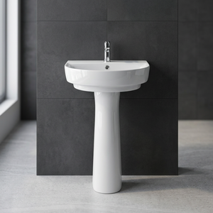 Lavabo en céramique italienne le plus populaire avec piédestal, nouveau design, lavabo fantaisie pour les mains et le visage, pour le marché du Moyen-Orient - Product Image 4