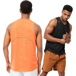 Wholesale Sleeveless <b>Compression</b> Custom Workout Clothes <b>Men</b> Breathable Casual Fitness Activewear Knitted Weaving - Product Image 4