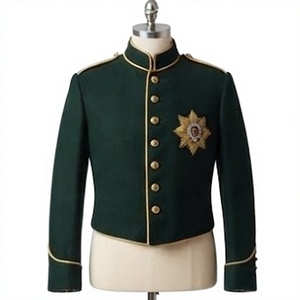 เสื้อแจ็คเก็ตผู้ชายสีเขียวทำจากผ้าขนสัตว์สไตล์อังกฤษ คอตั้ง เคลือบผิว กันลม ระบายอากาศได้ดี เหมาะสำหรับฤดูหนาว สวมใส่กลางแจ้ง แบบยูนิฟอร์ม รับผลิตแบบ OEM - Product Image 1