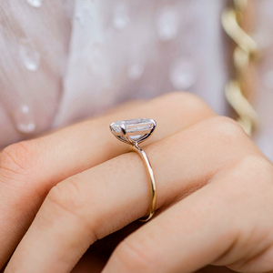Lustre bijoux fiançailles moissanite 10/14k émeraude taille <span class=keywords><strong>solitaire</strong></span> 18k bagues bijoux femmes <span class=keywords><strong>diamant</strong></span> or véritable - Product Image 2