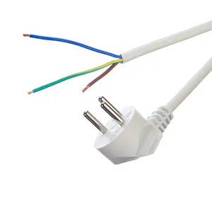 Euro Standard VDE Power Cord Cee7/7 Plug With Terminal Stripped Ended 16A/250V H05vv-f Pvc Flexible Cable