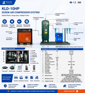7.5KW 10HP Industrial Screw Air Compressor System with Air Tank and Dryer for <b>Small</b> Factory Use - Product Image 3