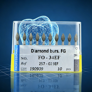 Fraise diamantée <span class=keywords><strong>dentaire</strong></span> 1,6 mm, grain extra fin, forme bouton, longueur 19 mm pour polissage de couronnes et bridges sur pièce à main haute vitesse - Product Image 3