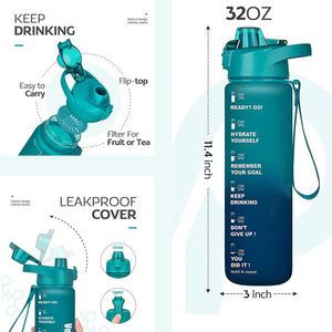 Hot Sale 32 Oz Sports Gym Water Bottle <b>Large</b> Capacity Plastic Cup Rope Portable Space Cup Custom Outdoor Travel Bottle - Product Image 4