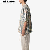 T-shirt Homme 100% Coton Personnalisé Camouflage Real Tree Coupe Oversize Lavé Tricoté Épais Écologique Anti-boulochage Respirant