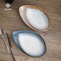 FENN 10/12/14 pouces ovale Design nordique Service plats personnalisé assiette alimentaire en porcelaine ensemble irrégulier pour les ménages de l'hôtel Restaurant