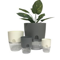 Kit de pots de plantes d'intérieur écologiques à arrosage automatique Jardinières de fleurs en plastique avec mèche en corde de coton Utilisation au sol