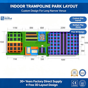 Grand parc de trampolines rectangulaires d'intérieur pour enfants et adultes, avec nouvelle fosse à mousse commerciale - Product Image 3