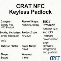 Lucchetto Intelligente NFC CRAT NFC400 IP65 Impermeabile in ABS+Acciaio Inox, Sblocco Senza Chiave per Bagagli, Armadietti e Cancelli