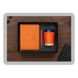 Ensemble cadeau de carnet en cuir PU gaufré Liviya Premium pour entreprise, couleur personnalisée, boîte cadeau personnalisée, Thanksgiving - Product Image 1