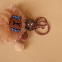 Porte-clés de voiture en peluche ours de dessin animé tendance, semi-fait main, pendentif de sac, petit cadeau pour sac à dos d'enfant
