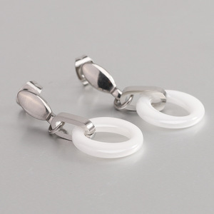 <b>Stud</b> <b>Earrings</b> <b>Black</b> White Ceramic 15mm Round Geometric Shape For Women Fashion Jewelry - Product Image 2