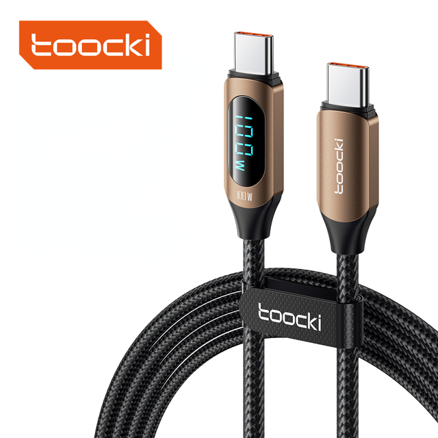 Toocki 100W Type-C to Type-C Cable with Aluminum Alloy & TPE Fast Charging for Mobile Phones Tablet