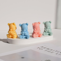 Mini moule en silicone en forme de cœur d'ours pour artisanat animalier mignon, idéal pour les cadeaux faits main DIY