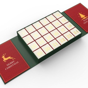Green Christmas New Year Double Door <b>Calendar</b> Chocolate Mystery Blind Cosmetics Makeup Paper Gift Box Customizable - Product Image 3
