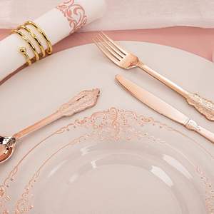 Ensemble de <span class=keywords><strong>Vaisselle</strong></span> <span class=keywords><strong>Jetable</strong></span> 7,5 Pouces en PLA Or <span class=keywords><strong>Rose</strong></span> Transparent Bronzé pour Décoration de Gâteaux, <span class=keywords><strong>Vaisselle</strong></span> en Plastique pour Fête d'<span class=keywords><strong>Anniversaire</strong></span> - Product Image 4