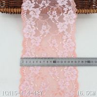 Dentelle élastique multicolore extensible douce 16CM Noir Vert Rose Maille Florale Colorée pour Robe Lingerie Soutien-gorge